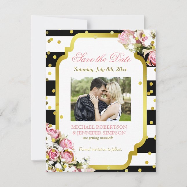 Save the Date Confetti-Rose einfügen Babys Atem (Vorderseite)