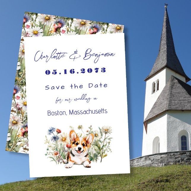 Save the Date Corgi Dog Hochzeitsankündigungen (Von Creator hochgeladen)