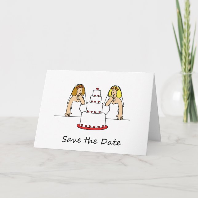 Save the Date Couple Cartoon Ankündigung (Vorderseite)