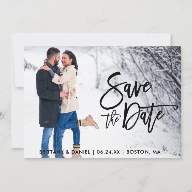 Save the Date Couple Foto Pinsel (Vorderseite)