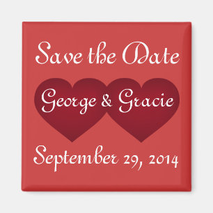 Save the Date Crimson Hearts Magnet