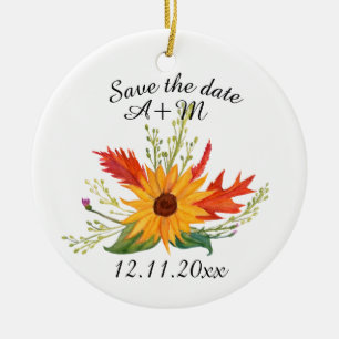 Save the Date Custom Fall Art Ornament