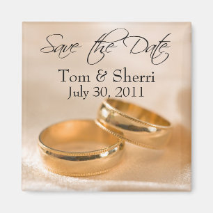 Save the Date Custom Gold Wedding Bands Magnete