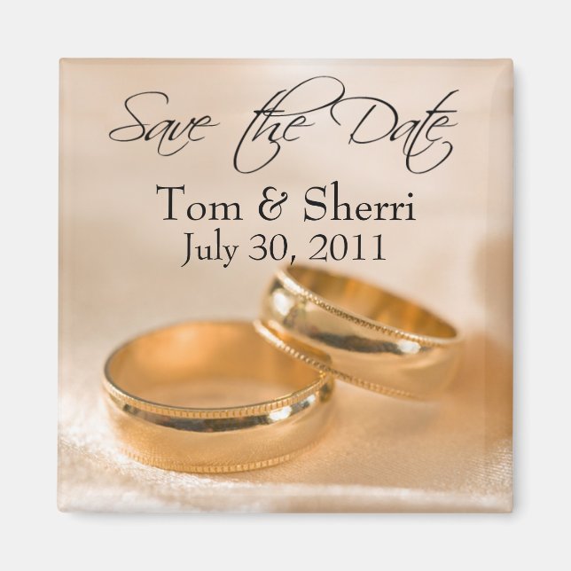 Save the Date Custom Gold Wedding Bands Magnete (Vorne)