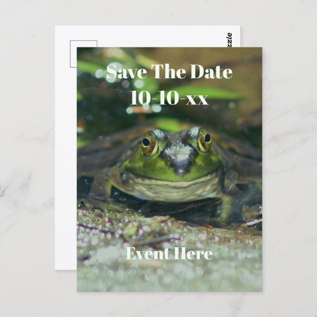 Save The Date Cute Frog Nature  Postkarte (Vorne/Hinten)