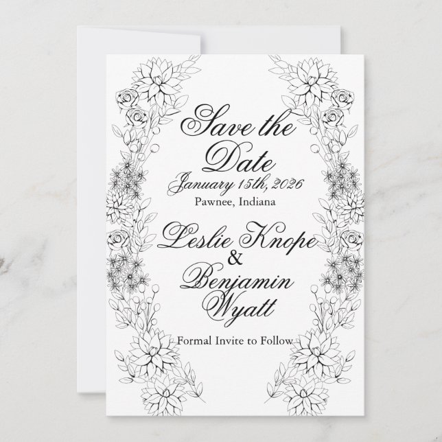 Save the Date Dahlia Wreath (Vorderseite)