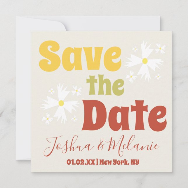 Save the Date Daisy Groovy Floral (Vorderseite)