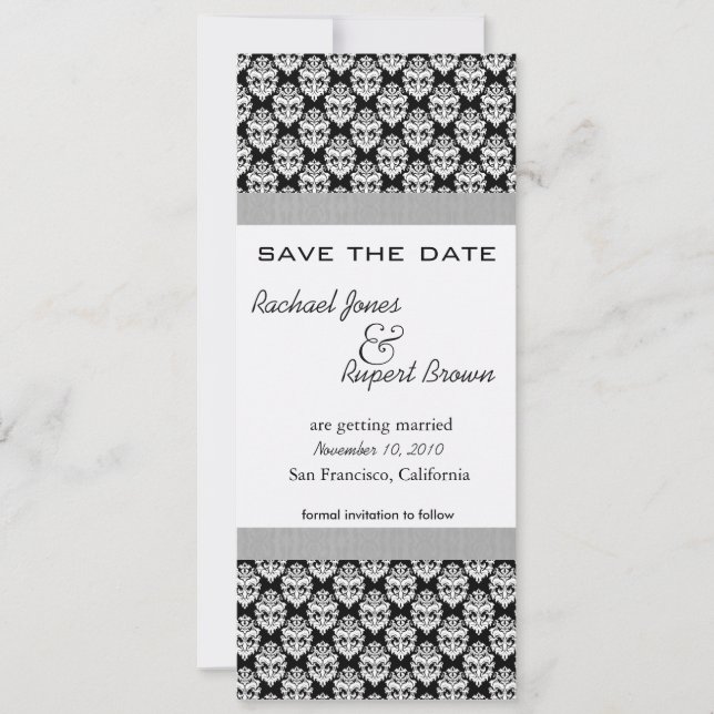 Save the Date - Damask BlackElegance Einladung (Vorderseite)