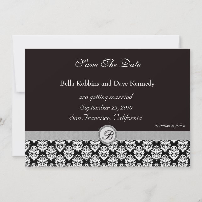 Save the Date - Damask BlackElegance Einladung (Vorderseite)
