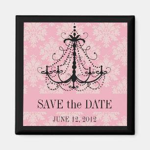 Save the Date Damask Khandelier Wedelmagnete Magnet