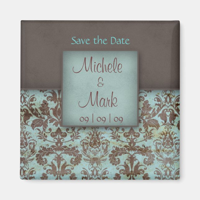 Save the Date Damask Magnet (Vorne)