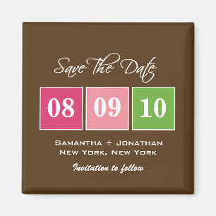 Save the Date: Datumsblöcke - Fuchsia Green Magnet