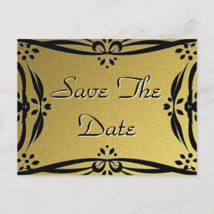 Save the Date dekorative Gold- und Black-Postkarte Ankündigungspostkarte