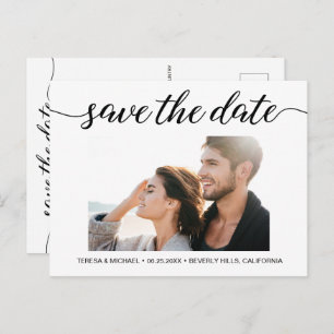Save the Date der Verlobung für elegantes Skript-F Postkarte