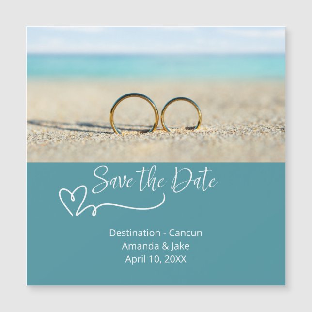 Save the Date Destination Beach Wedding Magnetkarte (Vorderseite)