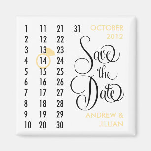 Save the Date Diamant-Kalender-Gitter (Champagner) Magnet