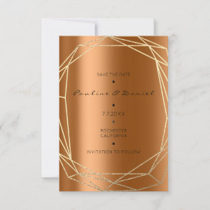 Save the Date Diamond Gold Coral Black Monogram
