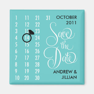 Save the Date Diamond Kalendernetz (aquamarin) Magnet