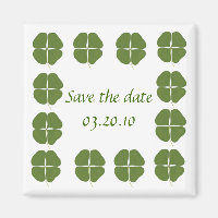 Save the Date, die Magnete mit grünen Kleeblättern