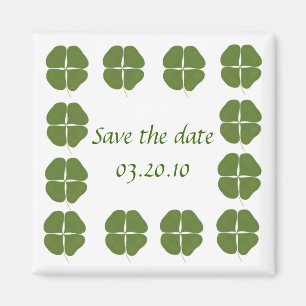Save the Date, die Magnete mit grünen Kleeblättern