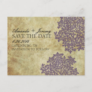 Save the Date die Vintage Lila Königin Anne's Lace Ankündigungspostkarte