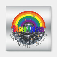 Save the Date Disco Queen Retro Rainbow Party