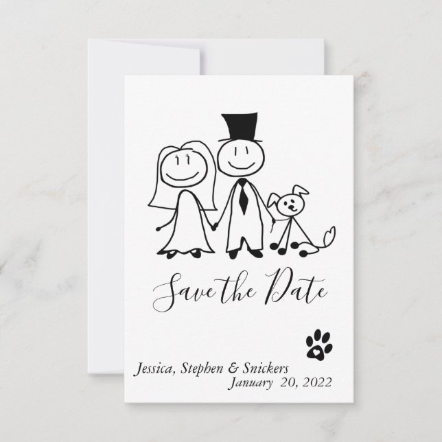 Save the Date Dog Lover Doodle Figures (Vorderseite)