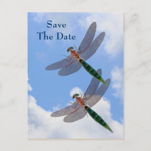 Save the Date Dragonflies Blue Sky Nature Postcard Ankündigungspostkarte