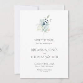 Save the Date | Dusty Blue Floral Design Einladung
