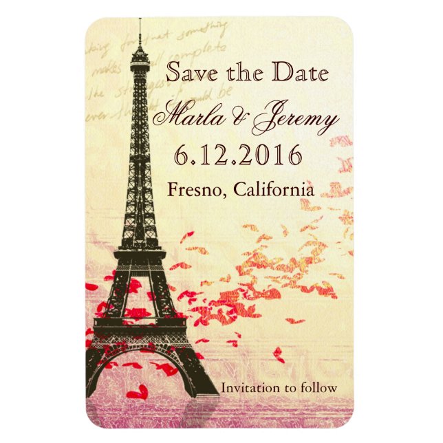 Save the Date Eiffelturm Magnet (Vertikal)