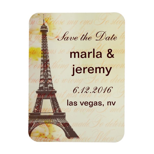 Save the Date Eiffelturm Magnet (Vertikal)