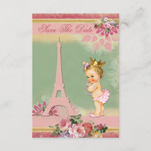 Save the Date Eiffelturm Princess Babydusche