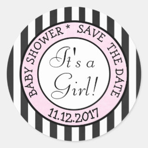Save the Date ein Girl-Baby-Aufkleber Runder Aufkleber