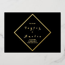 Save the Date Einfache Elegante Black Real Gold
