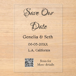 Save the Date einfache minimale QR-Scan-Codedetail Acryleinladungen