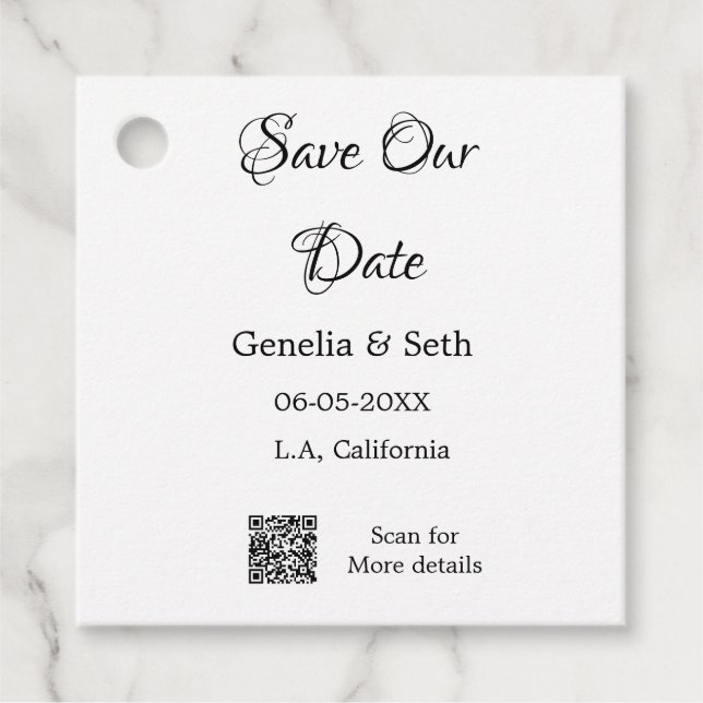 Save the Date einfache minimale QR-Scan-Codedetail Geschenkanhänger (Vorderseite)