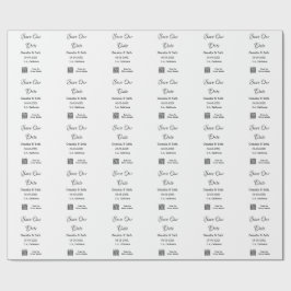 Save the Date einfache minimale QR-Scan-Codedetail Geschenkpapier
