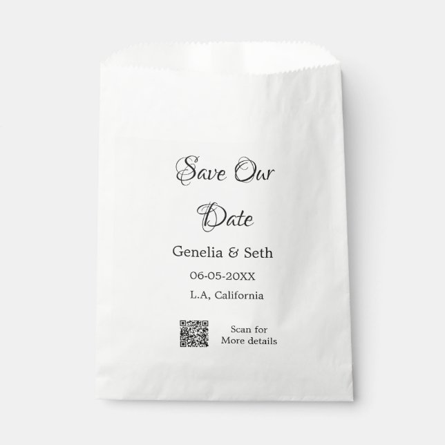 Save the Date einfache minimale QR-Scan-Codedetail Geschenktütchen (Vorderseite)