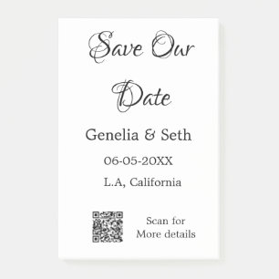 Save the Date einfache minimale QR-Scan-Codedetail Post-it Klebezettel