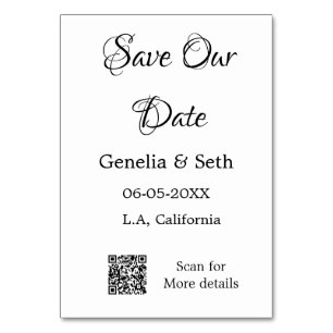 Save the Date einfache minimale QR-Scan-Codedetail Tischnummer