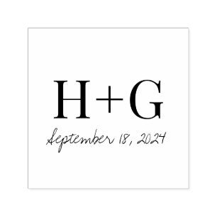 Save the Date Einfache Monogramm Permastempel