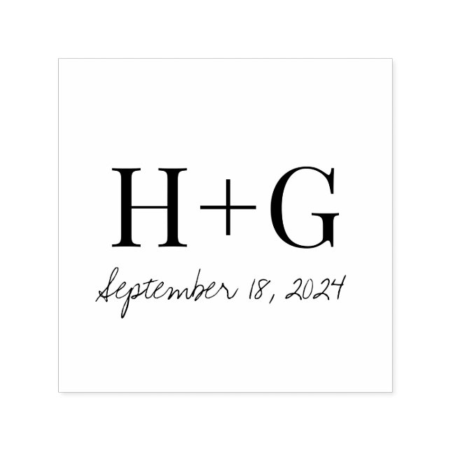 Save the Date Einfache Monogramm Permastempel (Design)
