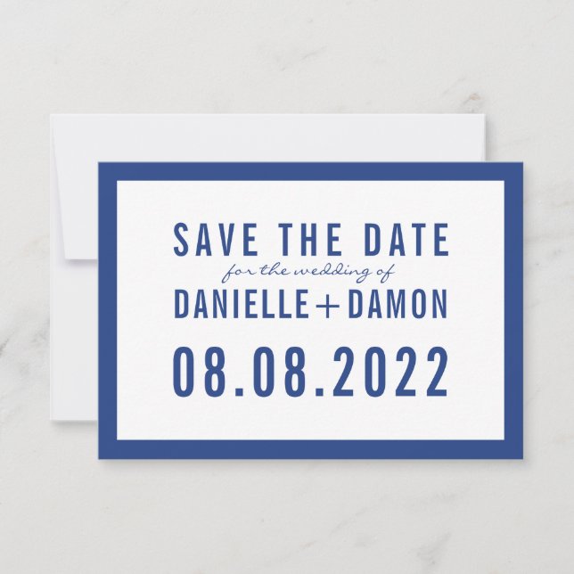 SAVE THE DATE einfacher Blocktyp moderner Königsbl RSVP Karte (Vorderseite)