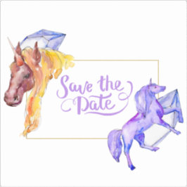 Save the Date Einhorn-Kontaktsticker Aufkleber