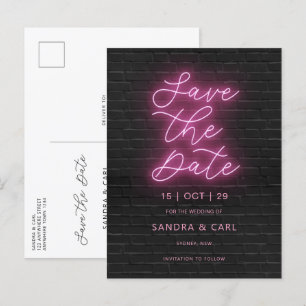 Save the Date Einladung der Neon Glow Light Postkarte