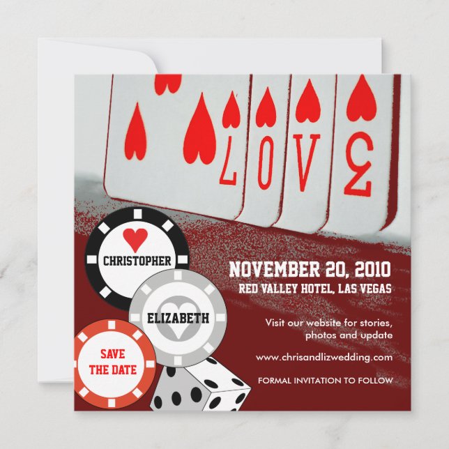 Save the Date Einladung Liebe Casino Card 3 (Vorderseite)