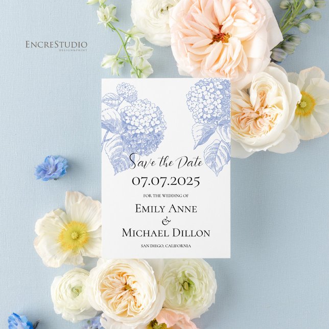 Save the Date Einladung mit Blue Hydrangea (Von Creator hochgeladen)