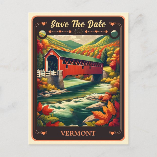 Save The Date | Einladung Vermont Postkarte (Vorderseite)