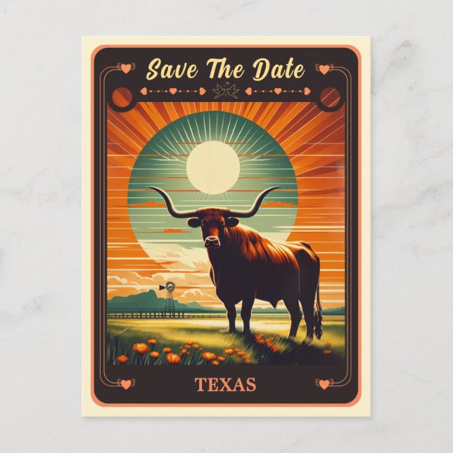 Save The Date | Einladung von Texas Postcard Postkarte (Vorderseite)