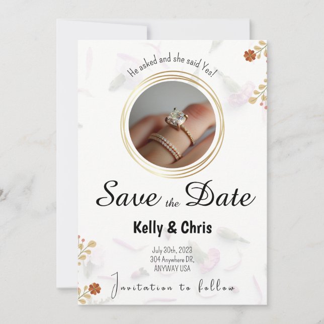 Save the Date Einladung zur Verlobung der Flora (Vorderseite)